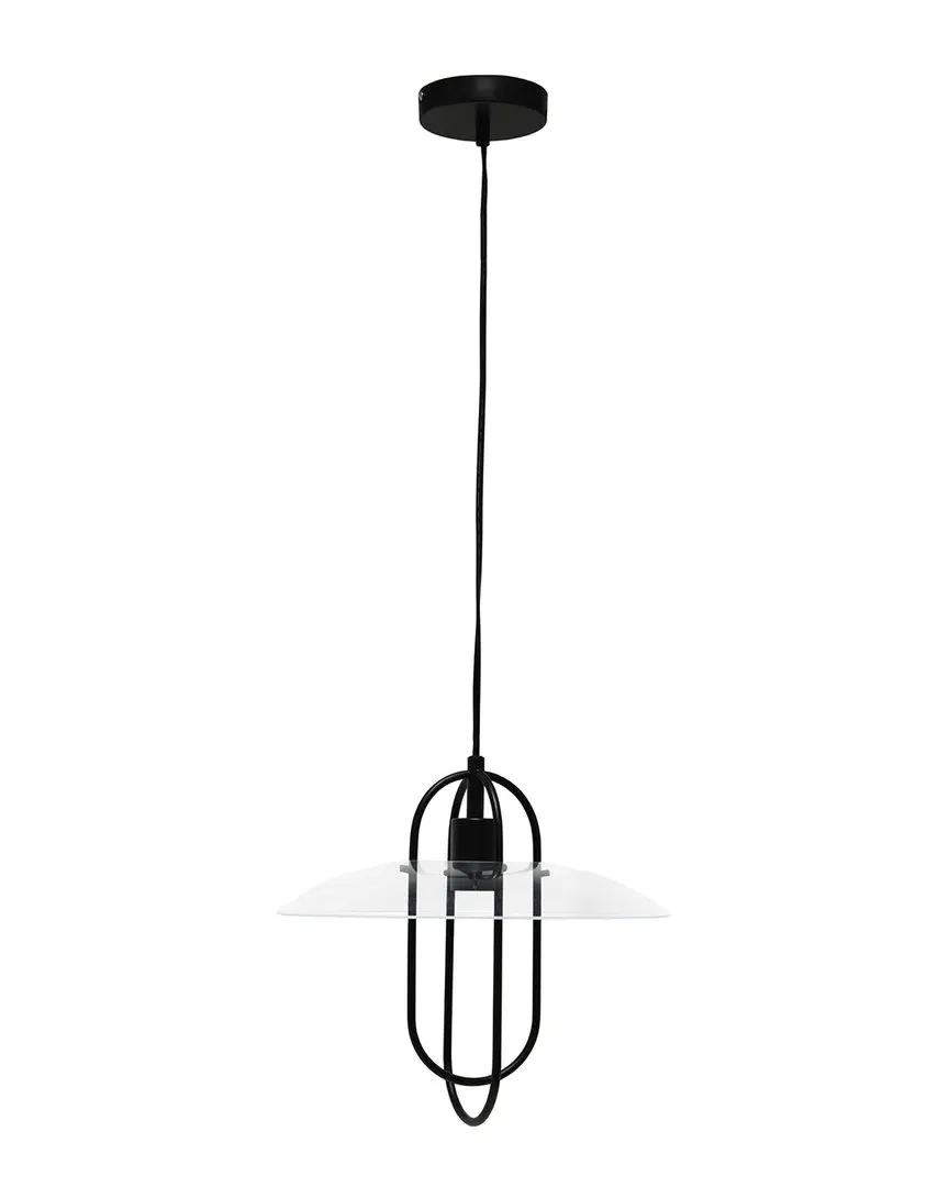 Elongated Metal Pendant Light - Black, Glass image