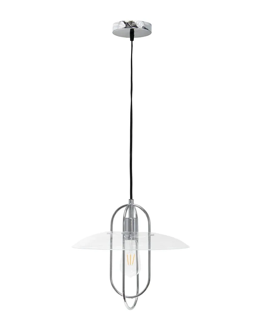 Elongated Metal Pendant Light - Chrome, Glass