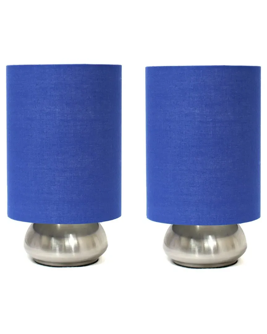 Gemini 2pk Mini Touch Lamp - Blue, Brushed Nickel image