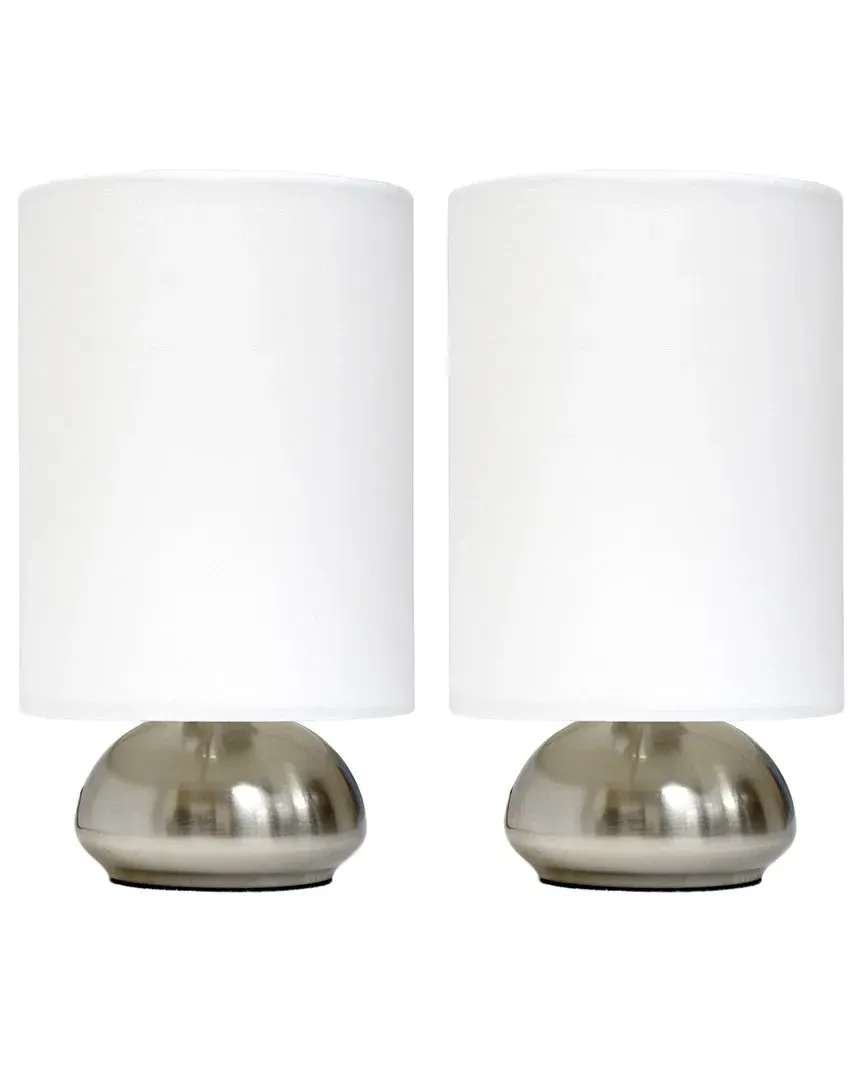 Gemini 2pk Mini Touch Lamp - Ivory, Brushed Nickel