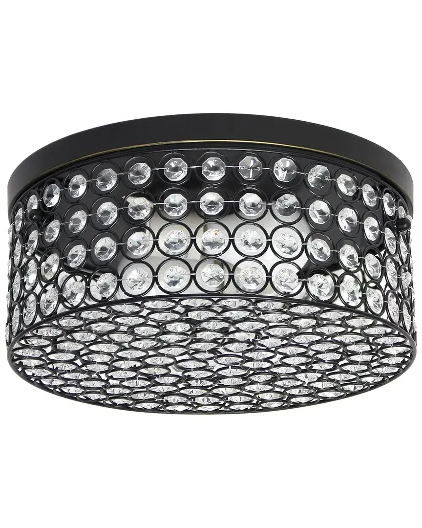 Glam 12 Inch Round Flush Mount Light - Bronze, Crystal image