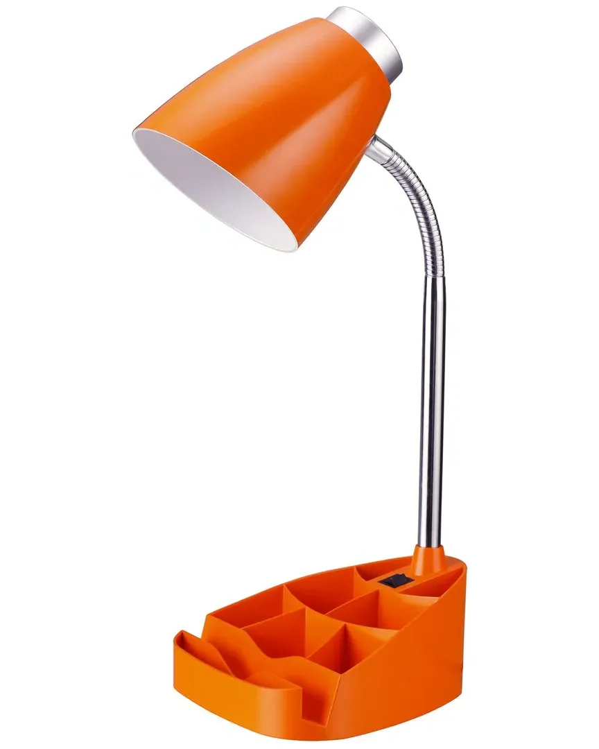 Gooseneck Organizer Desk Lamp with Tablet Stand - Orange