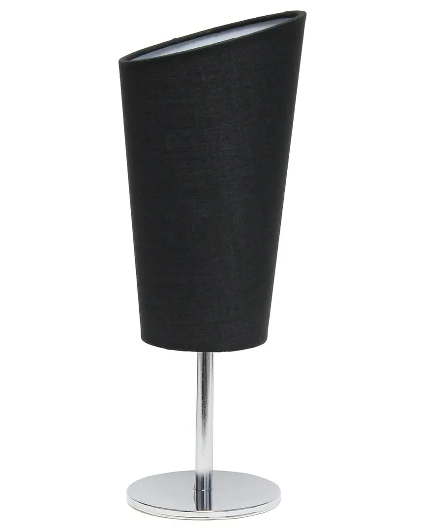 Mini Chrome Table Lamp with Angled Fabric Shade - Black image