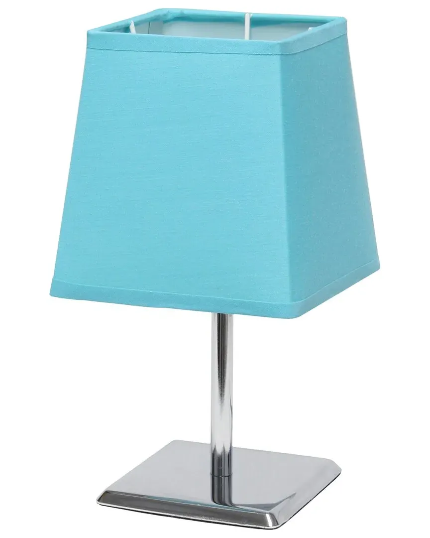 Mini Chrome Table Lamp with Squared Empire Fabric Shade - Blue image