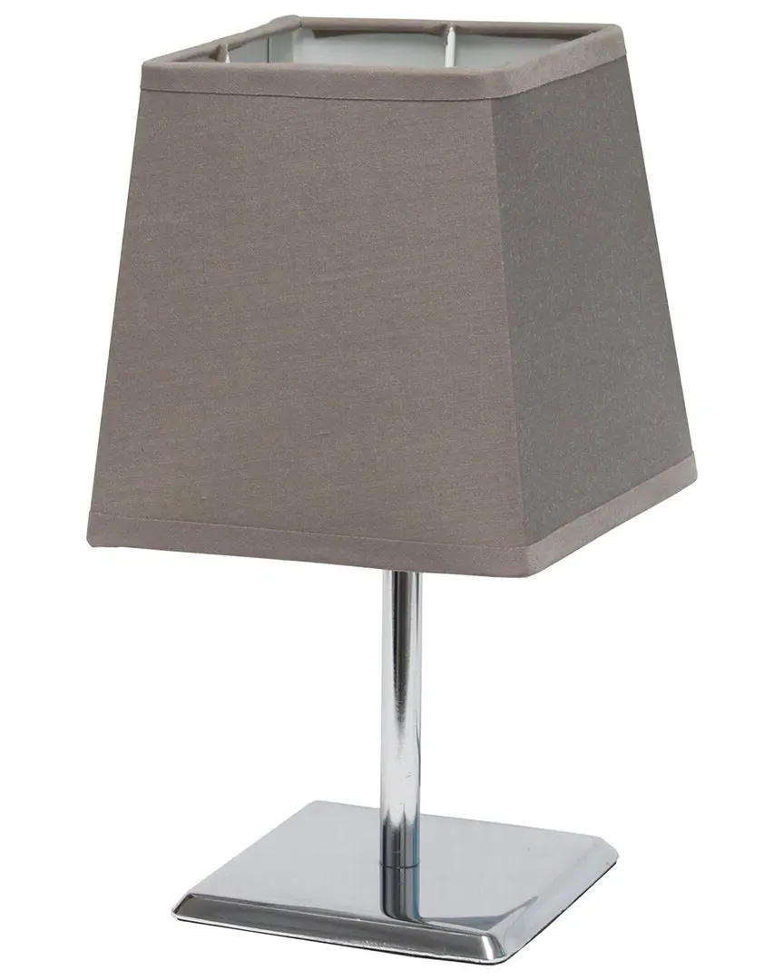 Mini Chrome Table Lamp with Squared Empire Fabric Shade - Grey