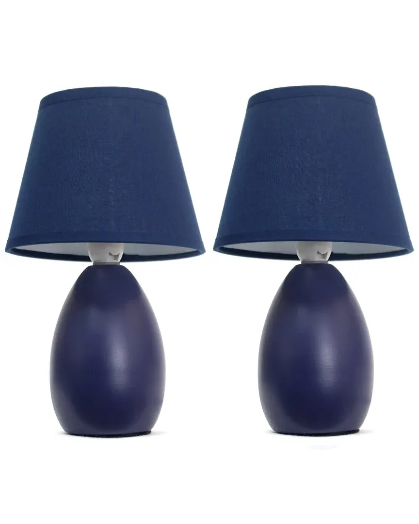 Mini Egg Oval Table Lamp 2pk Set - Blue, Ceramic