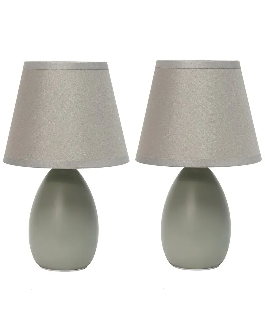 Mini Egg Oval Table Lamp 2pk Set - Gray, Ceramic