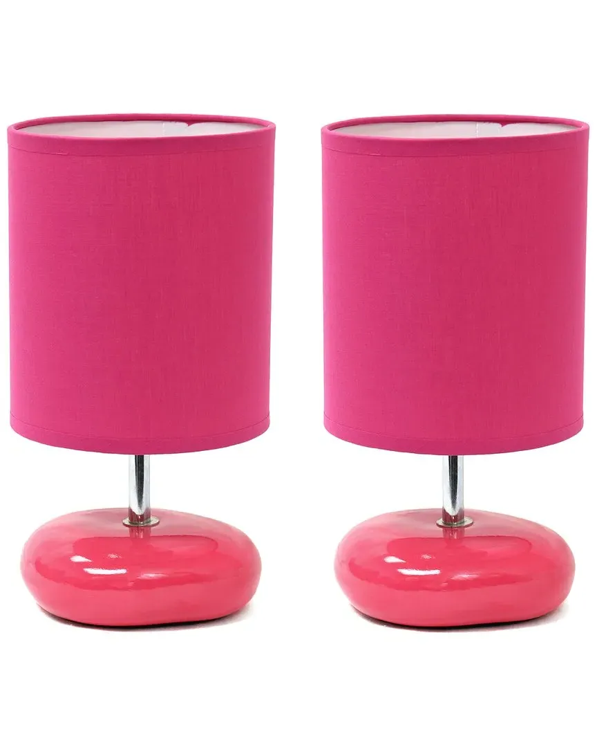 Mini Round Rock Table Lamp - Pink, Ceramic image