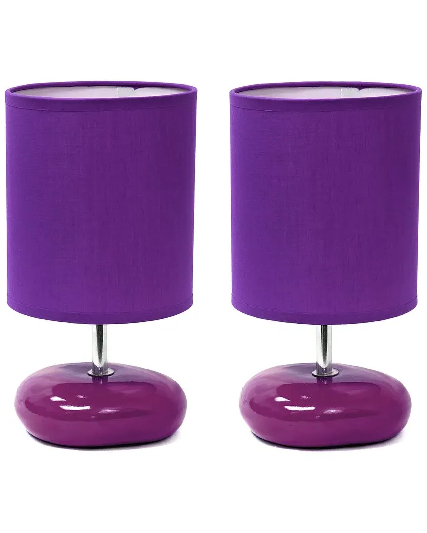 Mini Round Rock Table Lamp - Purple, Ceramic
