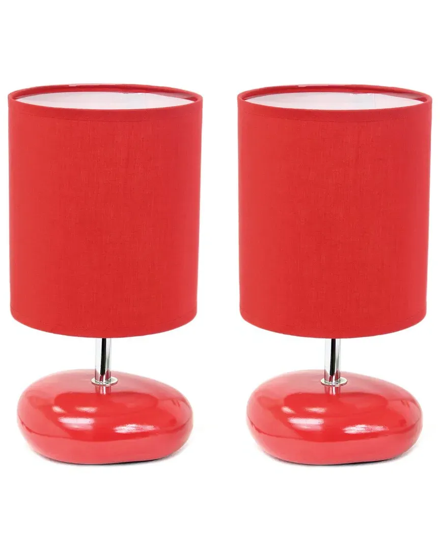 Mini Round Rock Table Lamp - Red, Ceramic