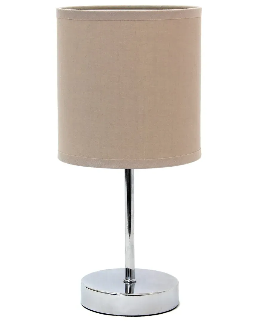 Mini Table Lamp with Fabric Shade - Grey, Chrome