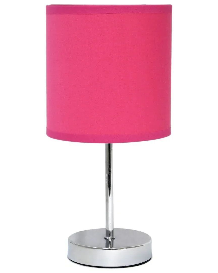 Mini Table Lamp with Fabric Shade - Pink, Metal