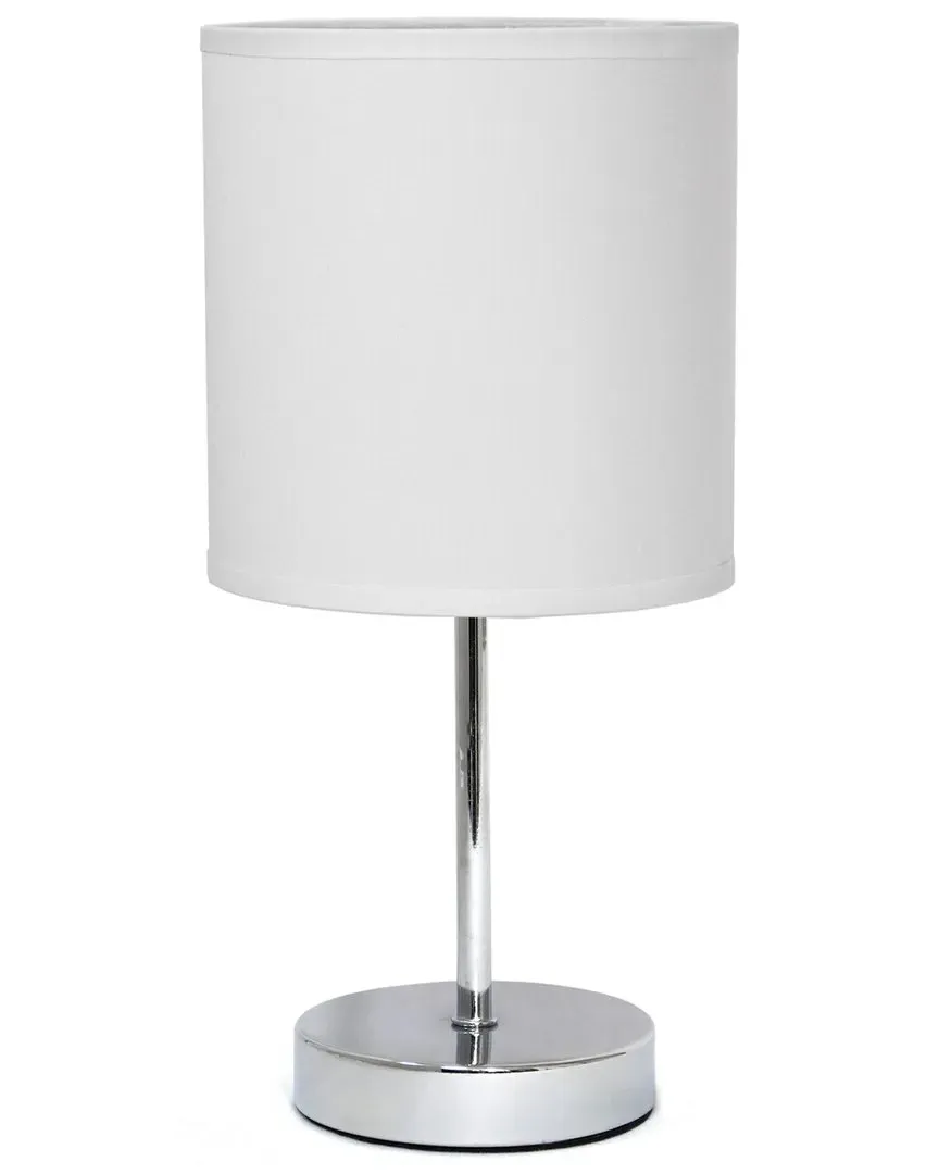 Mini Table Lamp with LED Bulb - White, Chrome