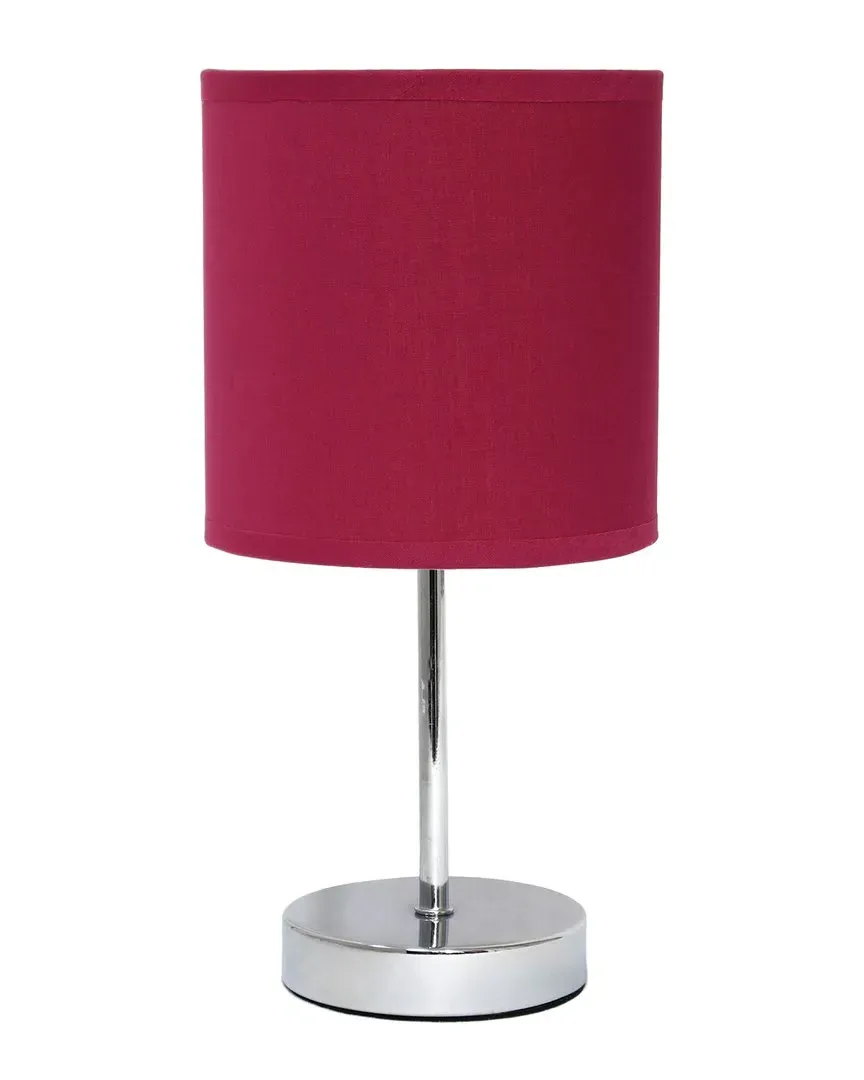 Mini Table Lamp with LED Bulb - Wine Red, Chrome