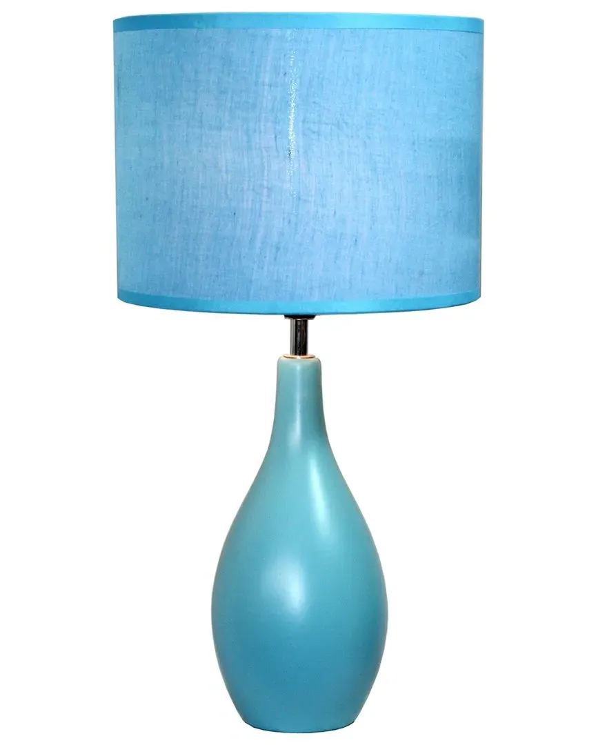 Oval Bowling Pin Base Ceramic Table Lamp - Blue image