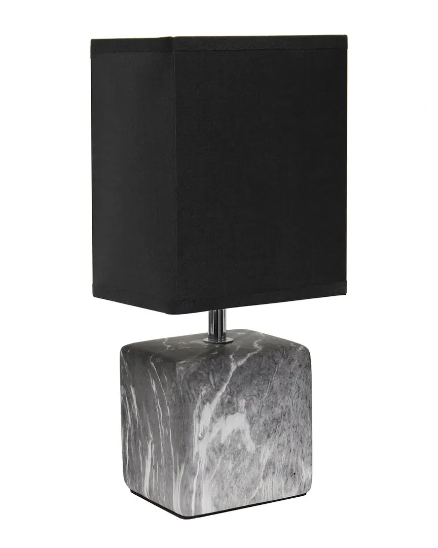 Petite Marbled Ceramic Table Lamp - Black