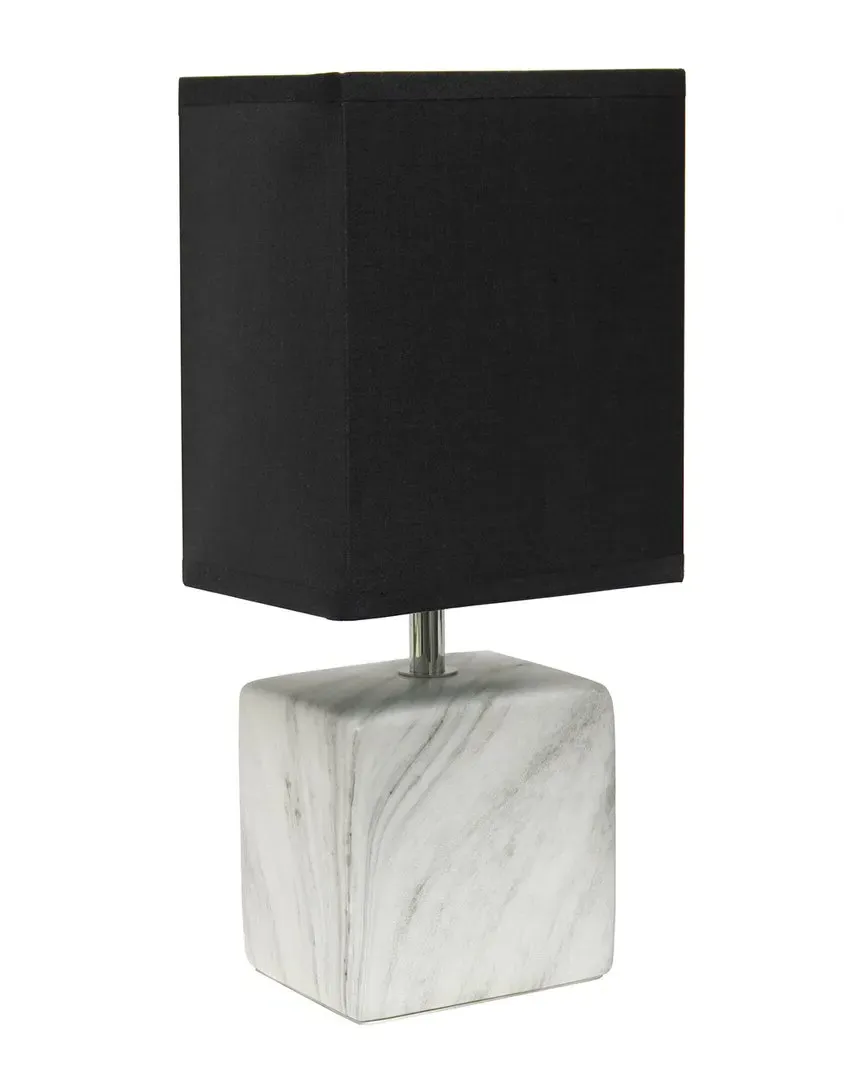 Petite Marbled Ceramic Table Lamp - Black image