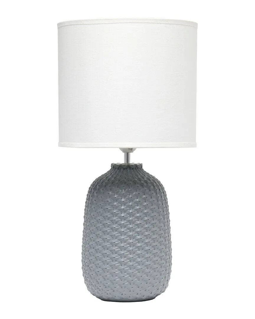 Simple Designs Ceramic Purled Texture Table Lamp - Grey