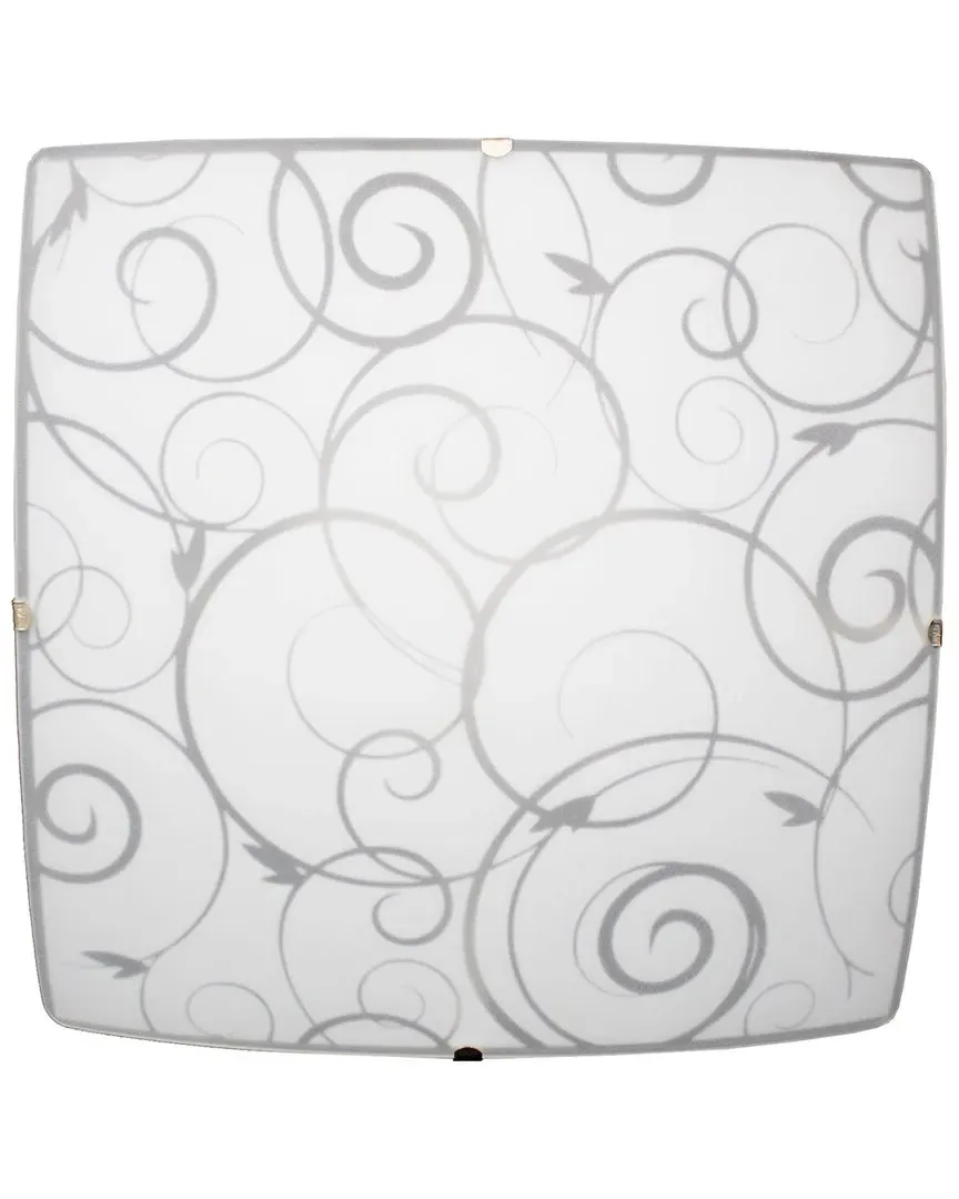 Square Flush Mount Ceiling Light with Scroll Design - White image