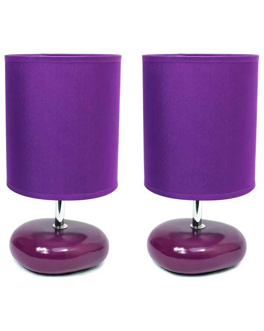 Stonies Small Stone Look Table Bedside Lamp 2pk Set - Purple, Ceramic