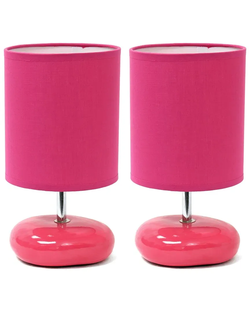 Stonies Small Stone Look Table Bedside Lamp - Fuchsia, Ceramic