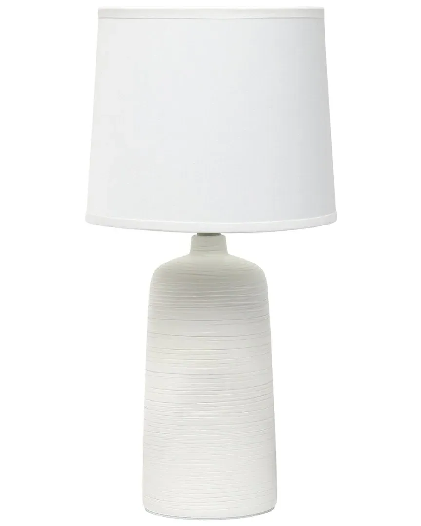Textured Linear Ceramic Table Lamp - Off-White image