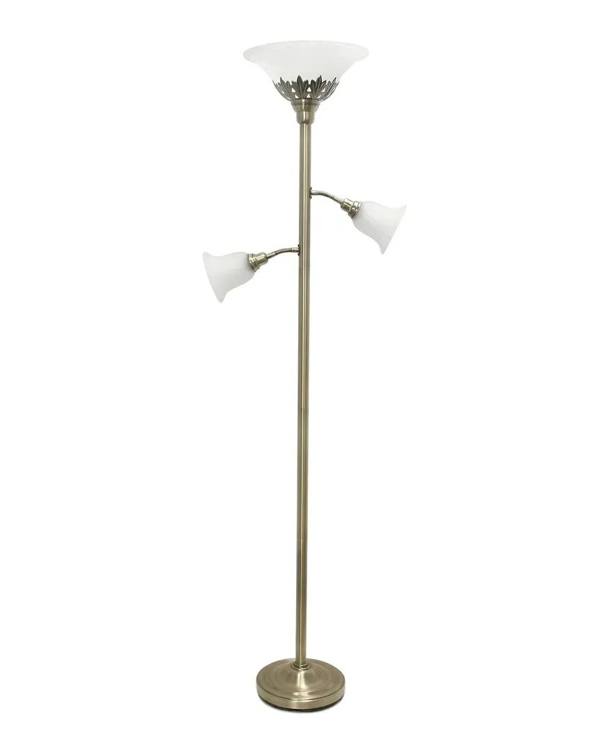 Torchiere Floor Lamp with 2 Reading Lights - Brass image