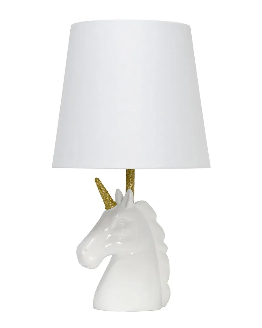 Unicorn Table Lamp with Gold Glitter - White, Resin image