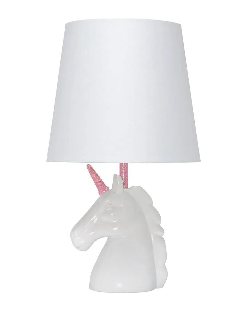 Unicorn Table Lamp with Pink Glitter - White, Resin