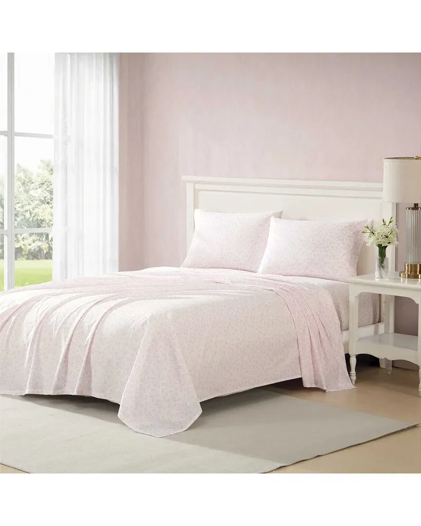 200 Thread Count Floral Toile Cotton Percale Sheet Set - Pink image