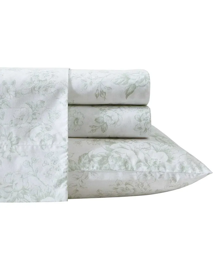 200 Thread Count Toile Delight Cotton Percale Sheet Set - Green