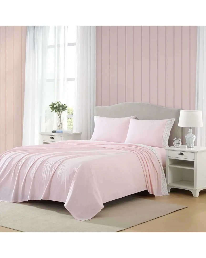 200 Thread Count Victorian Scroll Cotton Percale Sheet Set - Pink