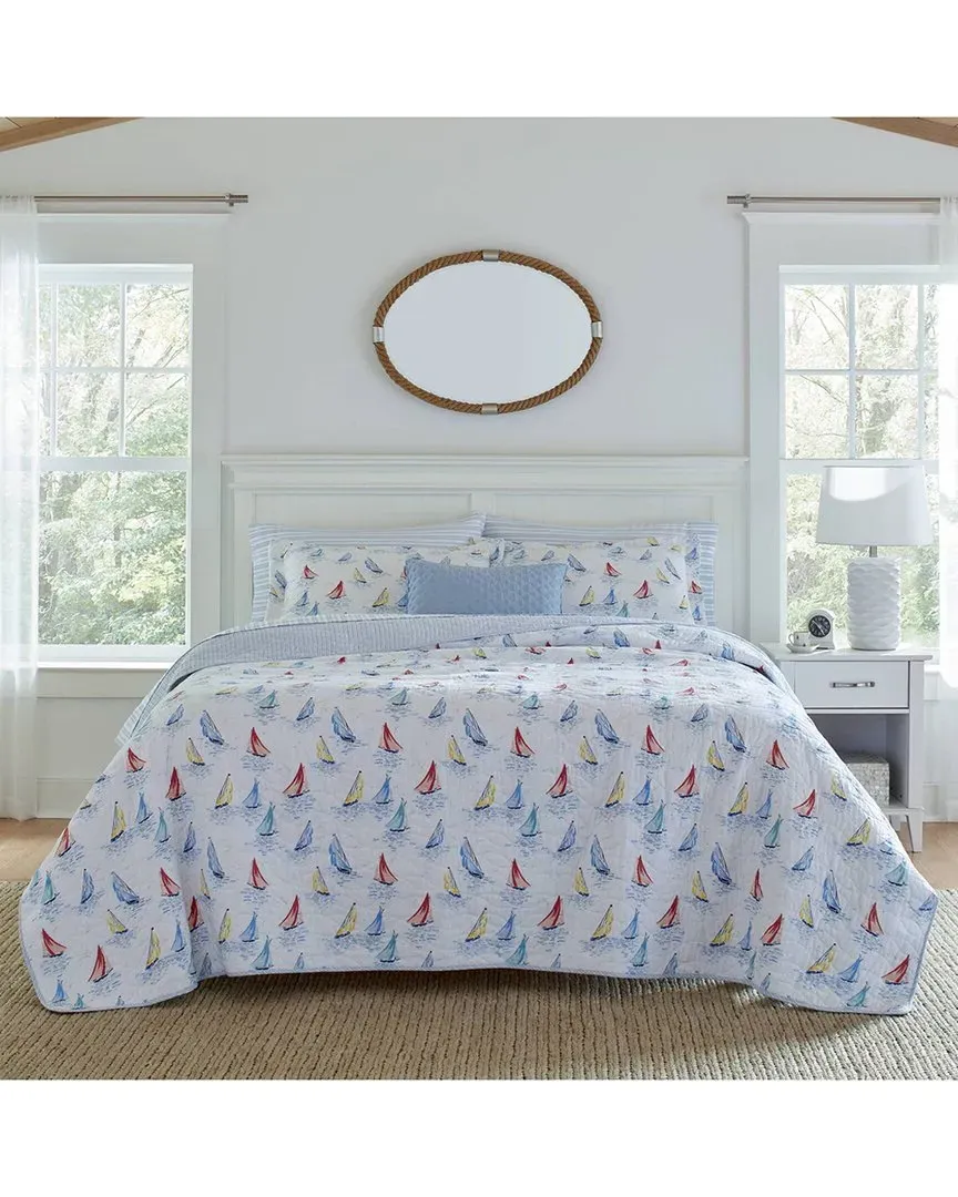 Ahoy Reversible Quilt Set - Blue, Cotton image
