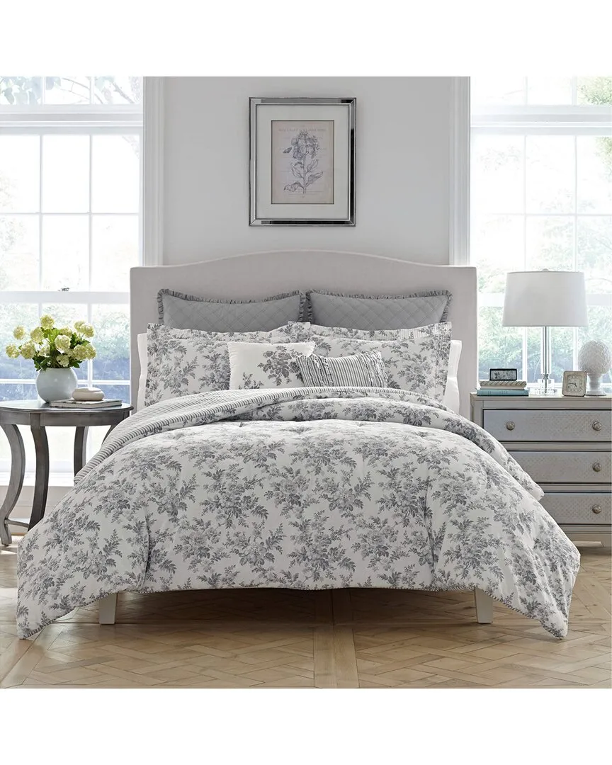 Annalise Floral Cotton Duvet Cover Set - Grey