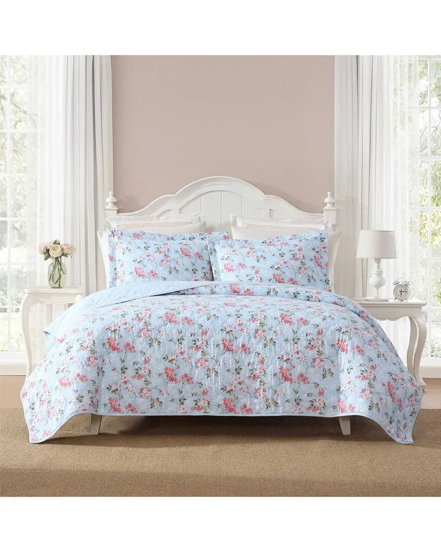 Blissful Dream Reversible Quilt Set - Blue, Cotton image