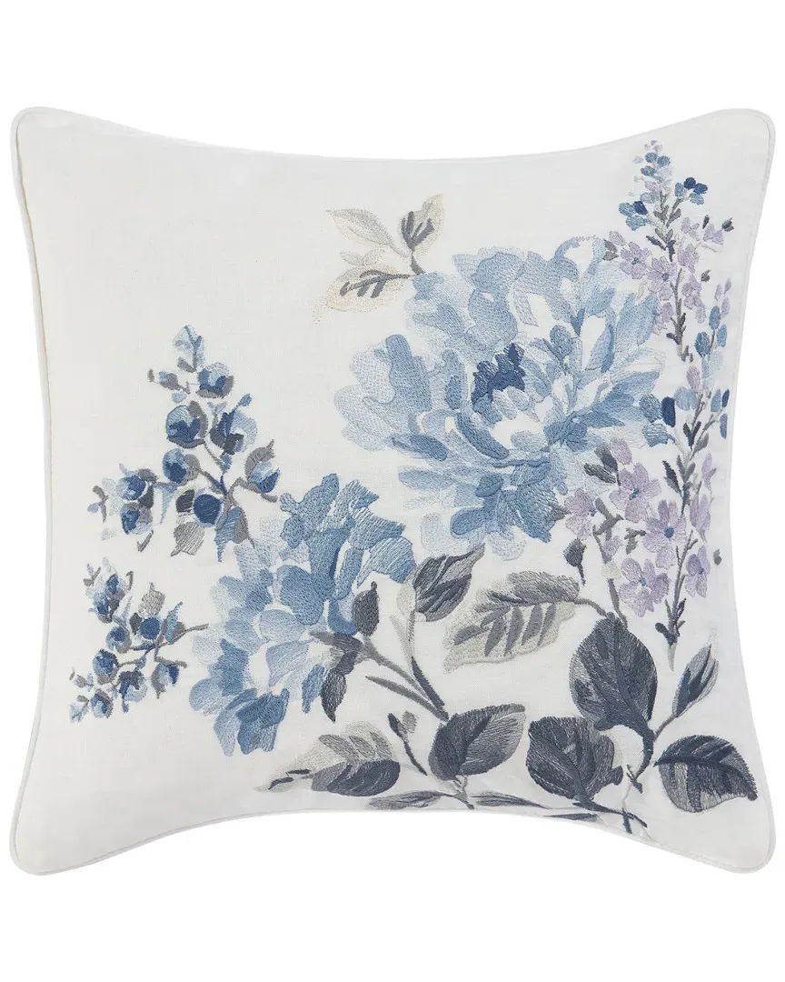 Chloe Throw Pillow - Blue and White, Cotton-Blend