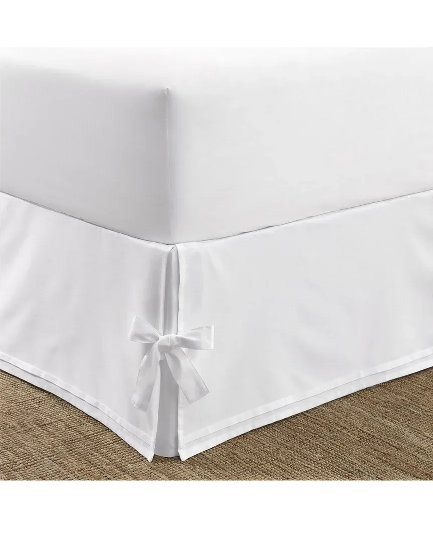 Corner Ties Pleated Bed Skirt - White, Cotton image