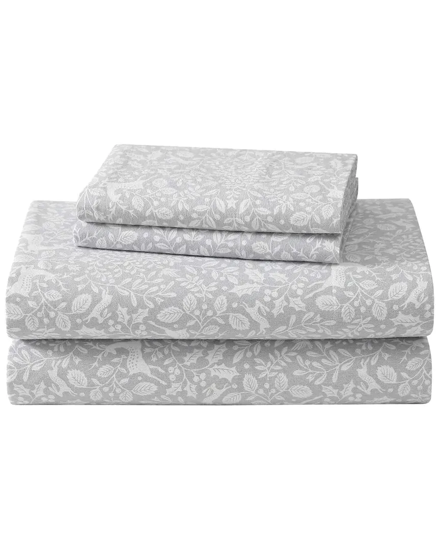 Deer Dance Cotton Flannel Sheet Set - Grey