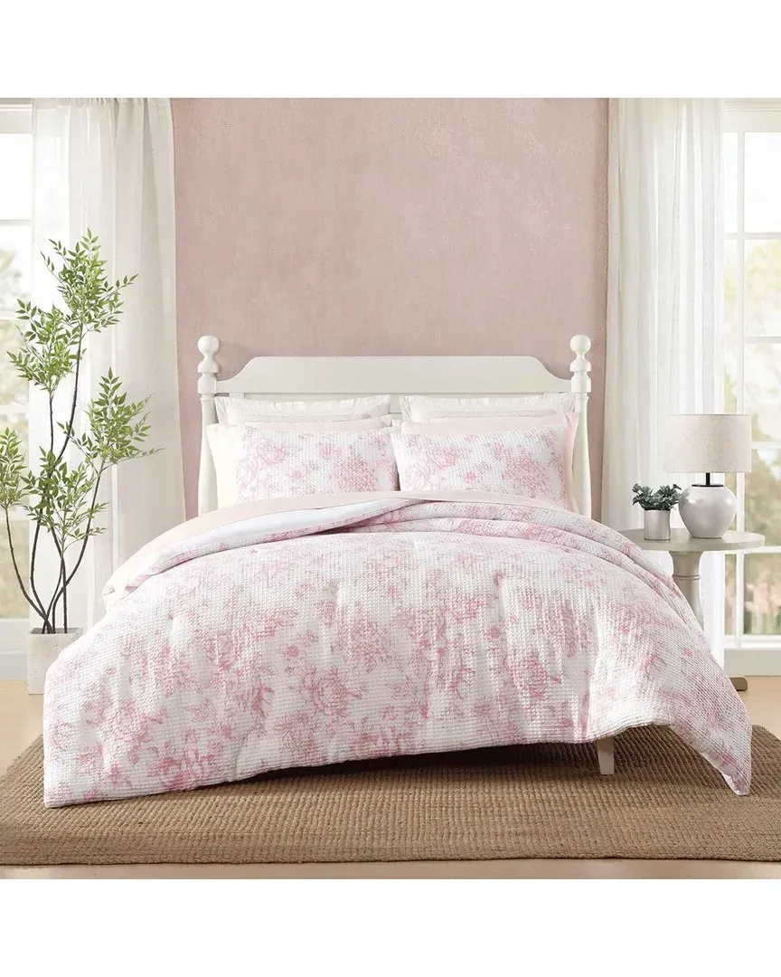 Delphine Waffle Comforter Set - Pink, Polyester image