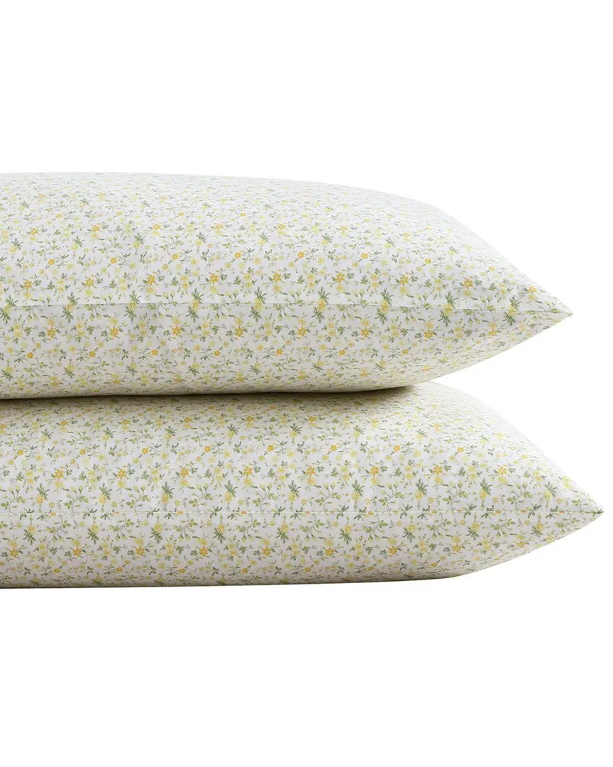 Evie Set of 2 Percale Shams - Yellow, Cotton