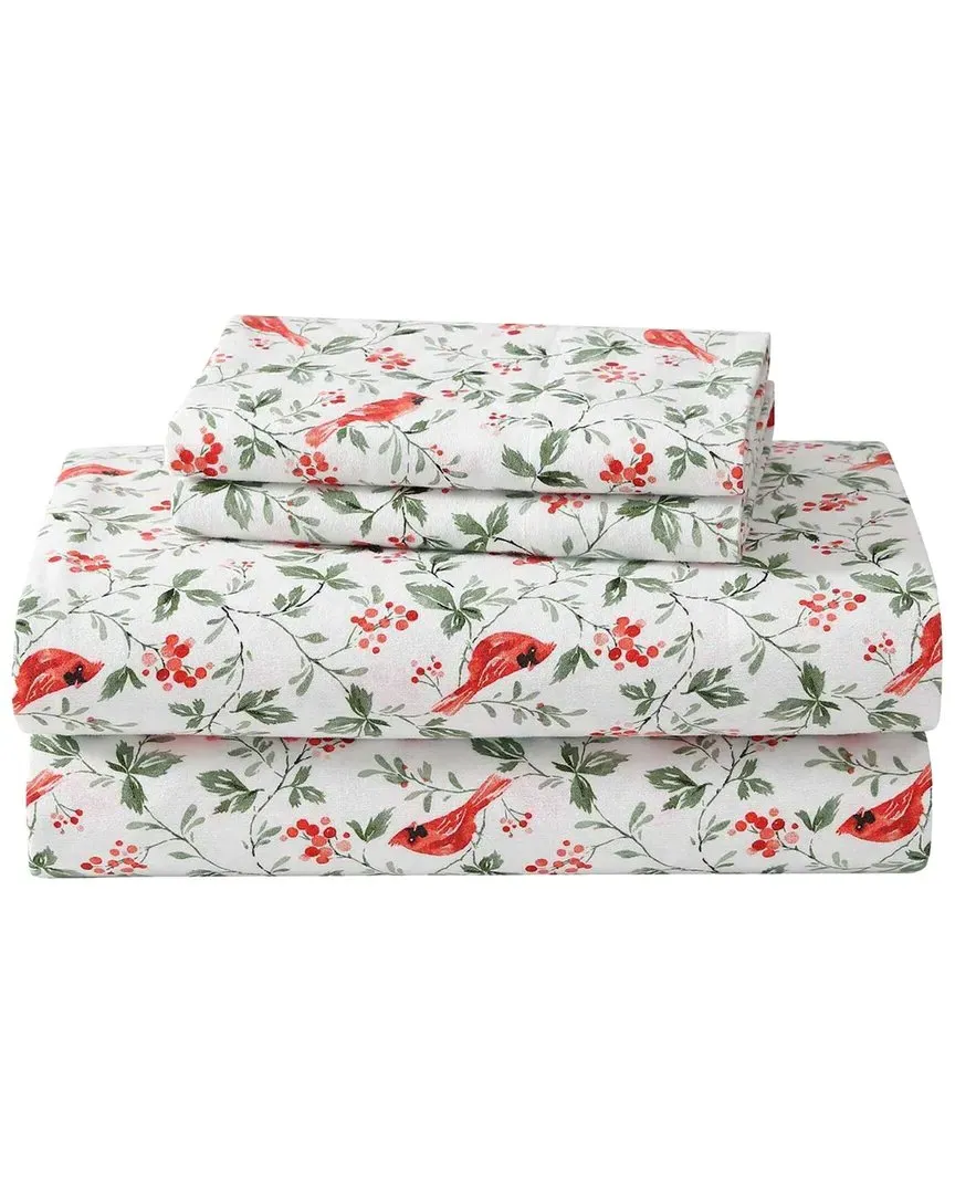 Jolly Cardinals Cotton Flannel Sheet Set - Red