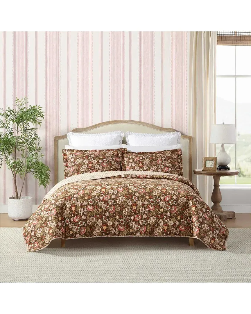 Marta Reversible Quilt Set - Smoke Brown, Cotton