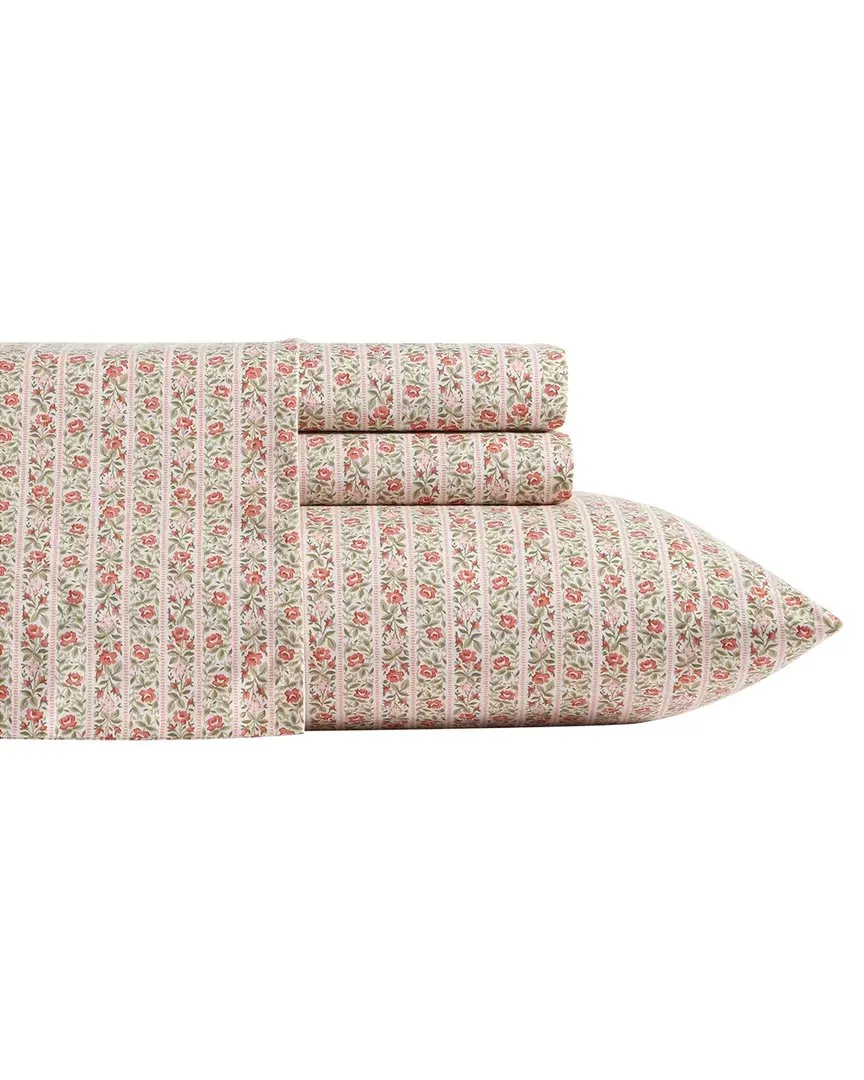 Marta Stripe Cotton Percale Sheet Set - Rosewood Pink image