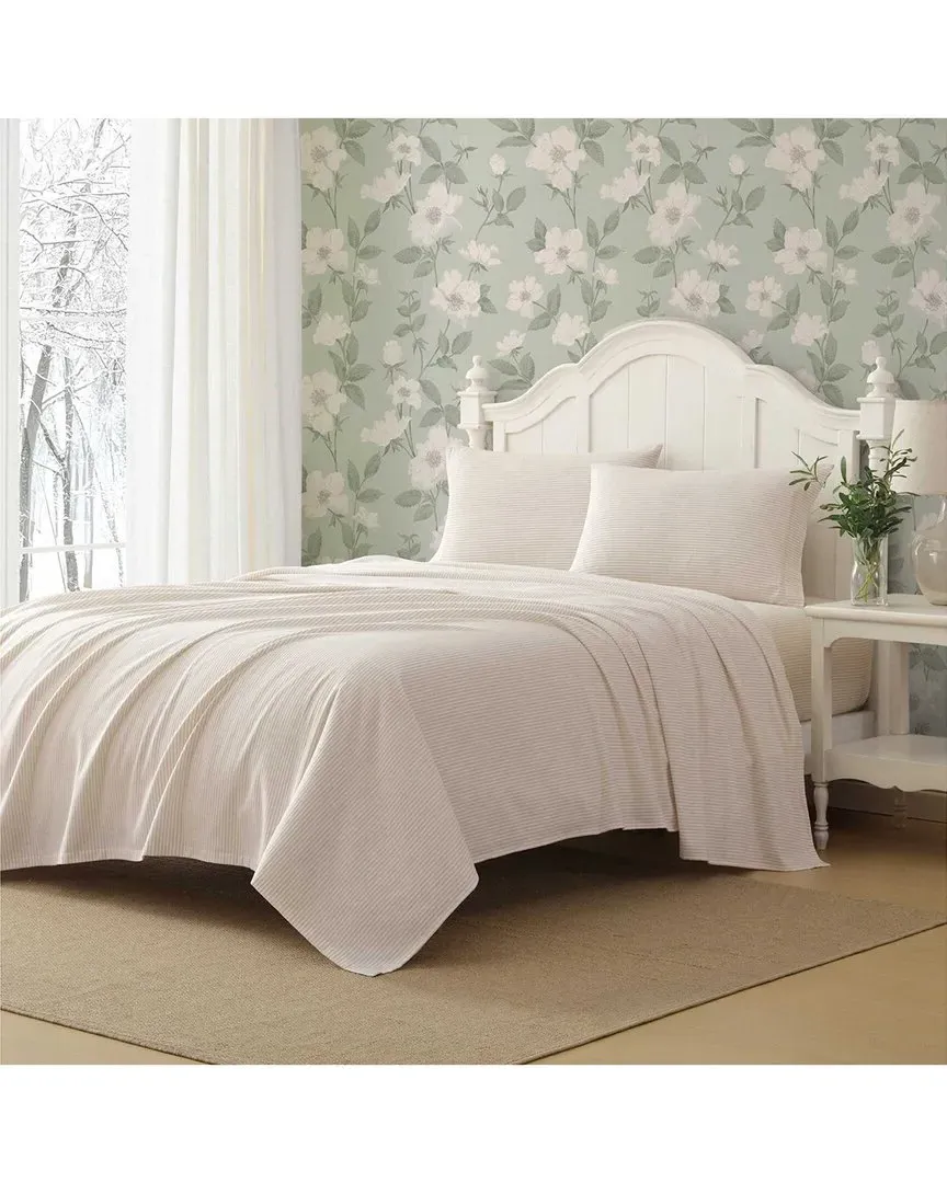 Oxfordshire Stripe Cotton Flannel Sheet Set - Beige