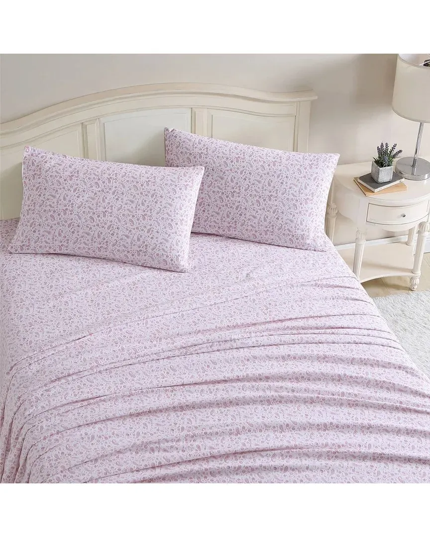 Paisley Prance 4Pc Sheet Set - Rose, Cotton Flannel image