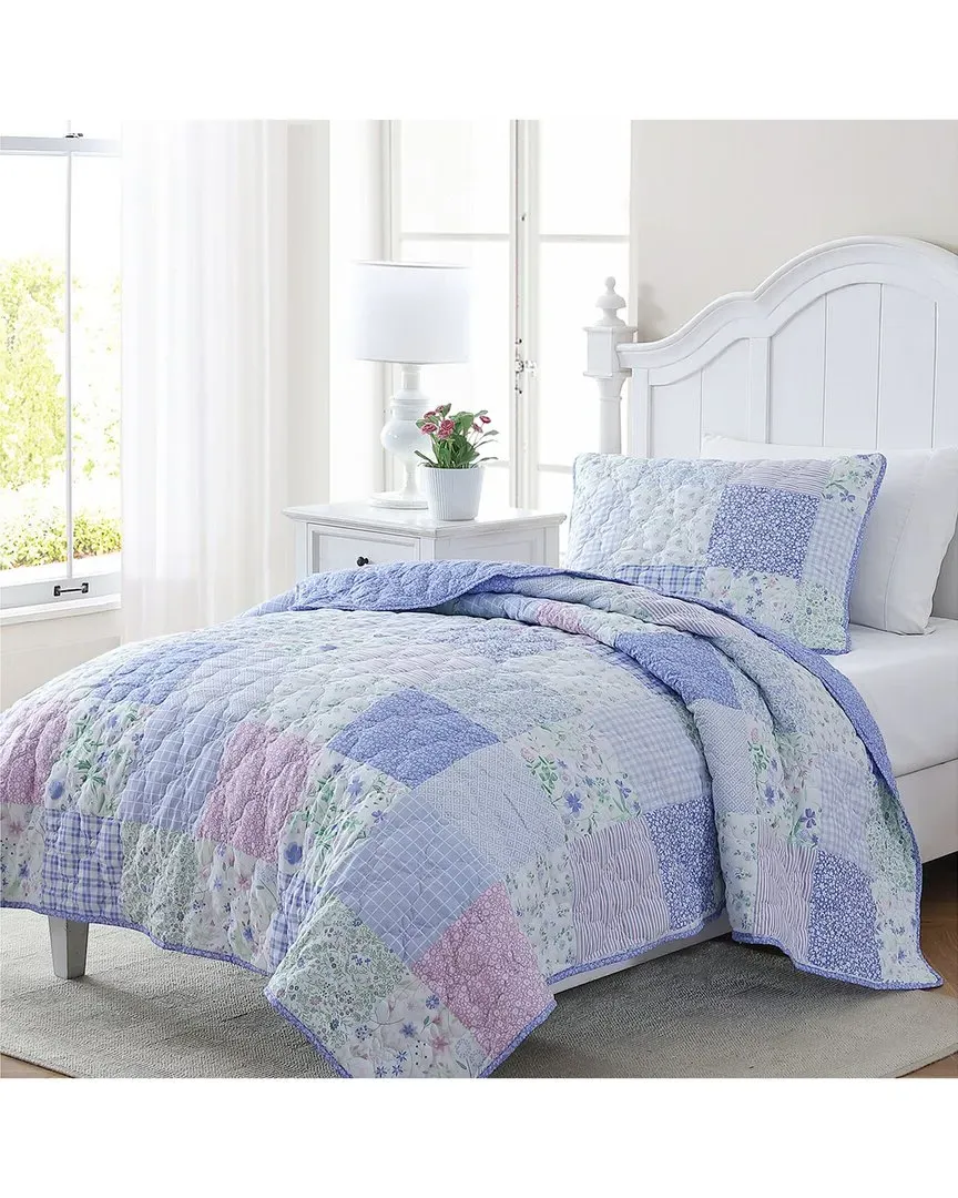 Parker Patchwork Reversible Quilt Set - Purple image