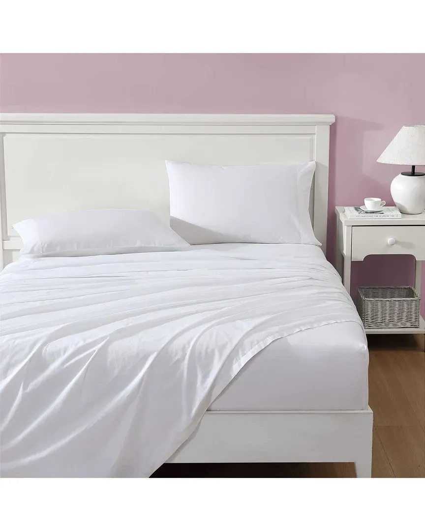 Scallop Embroidered Percale Sheet Set - White