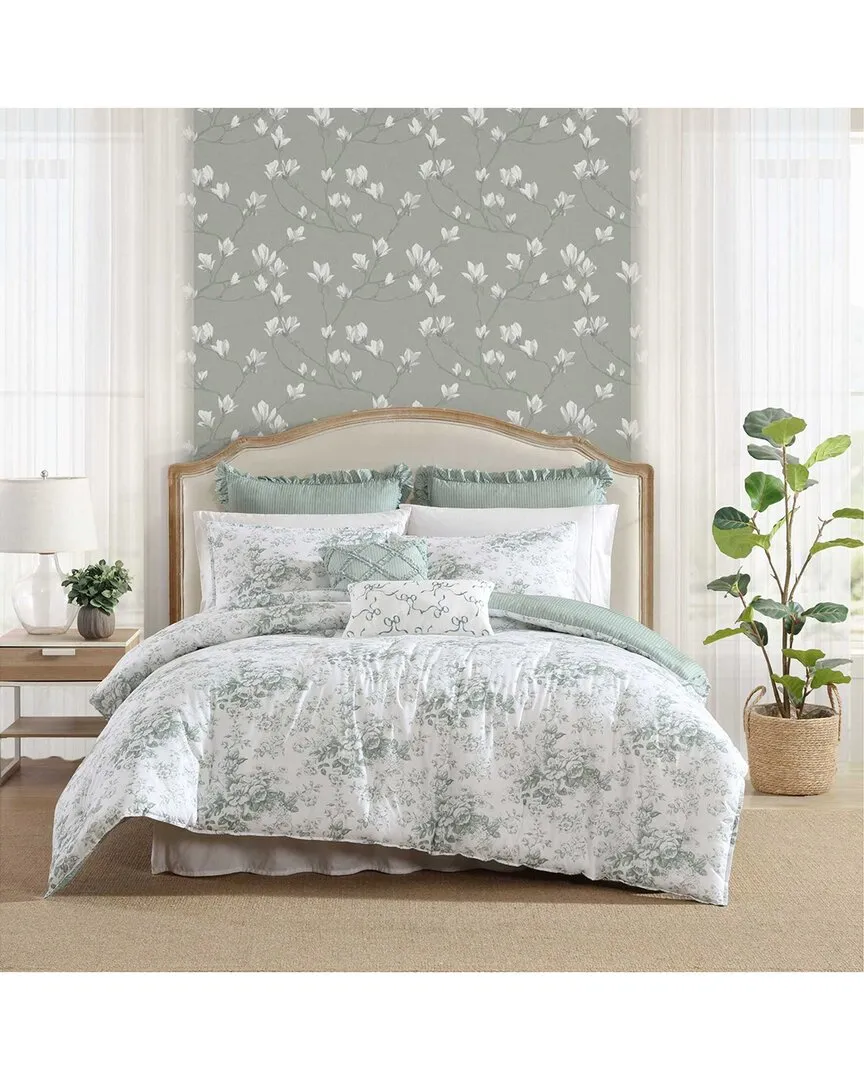 Toile Delight Cotton Comforter Bedding Set - Mist Green image
