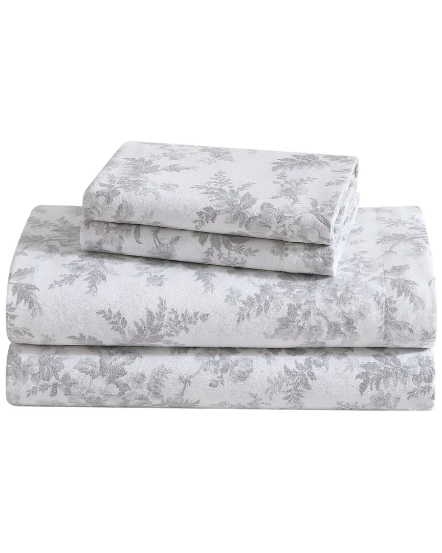 Vanessa Flannel Sheet Set - Pearl Grey, Cotton