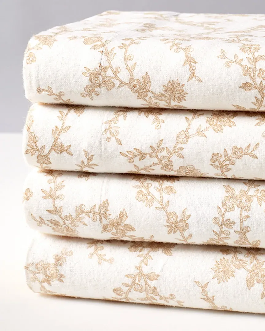 Victoria Flannel Sheet Set - Beige, Cotton image